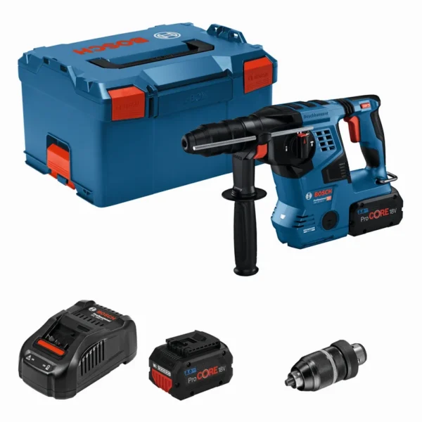 Bosch 0611921002 młotowiertarka młot udarowy obrotowy akumulatorowy SDS+ GBH 18 V-28 CF 2×8 Ah