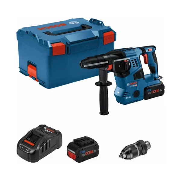 Bosch 0611921002 młotowiertarka młot udarowy obrotowy akumulatorowy SDS+ GBH 18 V-28 CF 2×8 Ah