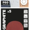 GRAPHITE krążki ścierne na rzep 125 mm P60 5 szt. 8 otworów GRAPHITE krążki ścierne na rzep 125 mm P60 5 szt. 8 otworów