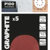 GRAPHITE krążki ścierne na rzep 125 mm P100 5 szt. 8 otworów