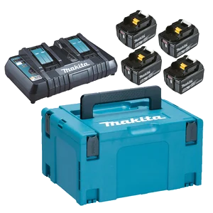 Makita 197626-8 akumulator zestaw zasilający 18 V 4×5,0 Ah (BL1850Bx4+DC18RD) MAKPAC