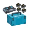 Makita 197626-8 akumulator zestaw zasilający 18 V 4×5,0 Ah (BL1850Bx4+DC18RD) MAKPAC