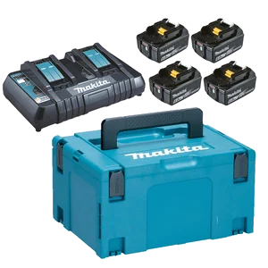 Makita 198091-4 zestaw zasilający 18 V 4×6,0 Ah (BL1860Bx4+DC18RD) MAKPAC