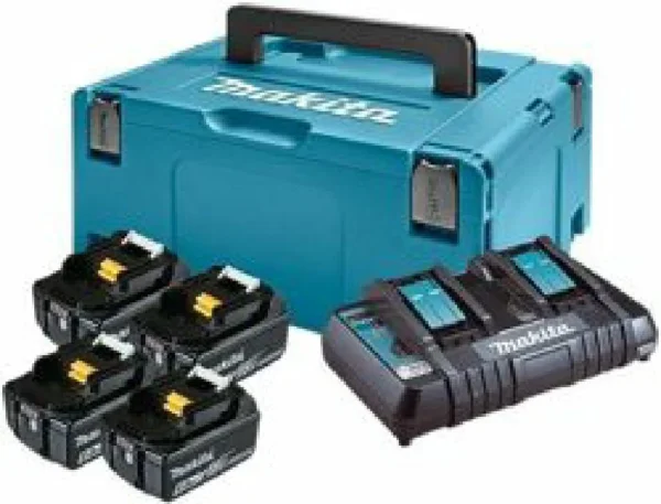Makita 198091-4 zestaw zasilający 18 V 4×6,0 Ah (BL1860Bx4+DC18RD) MAKPAC