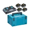 Makita 198091-4 zestaw zasilający 18 V 4×6,0 Ah (BL1860Bx4+DC18RD) MAKPAC