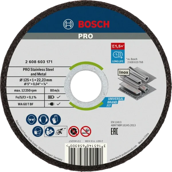Bosch PRO tarcze do cięcia stali i INOX 125 × 1 × 22,23 mm zestaw 10 szt. Bosch PRO tarcze do cięcia stali i INOX 125 × 1 × 22,23 mm zestaw 10 szt.