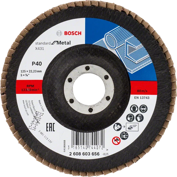 Bosch 2608603656 ściernica listkowa 125 mm X431 P 40 standard for metal wypukła Bosch 2608603656 ściernica listkowa 125 mm X431 P 40 standard for metal wypukła