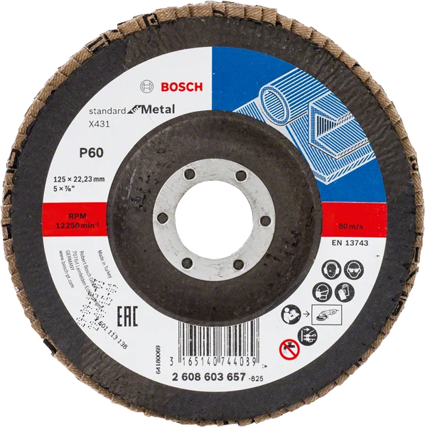 Bosch 2608603657 ściernica listkowa 125 mm X431 P 60 standard for metal wypukła Bosch 2608603657 ściernica listkowa 125 mm X431 P 60 standard for metal wypukła