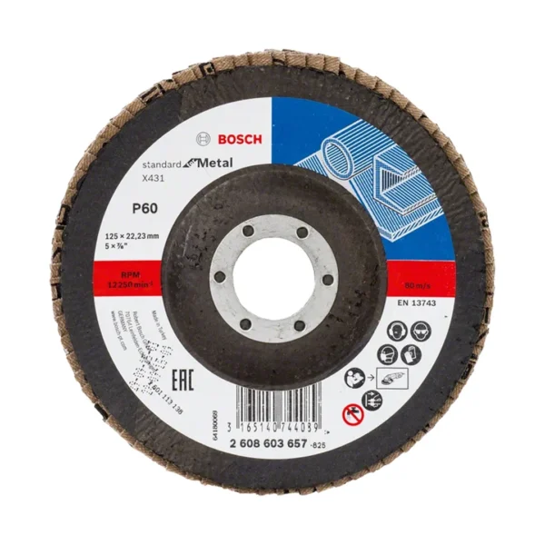 Bosch 2608603657 ściernica listkowa 125 mm X431 P 60 standard for metal wypukła Bosch 2608603657 ściernica listkowa 125 mm X431 P 60 standard for metal wypukła