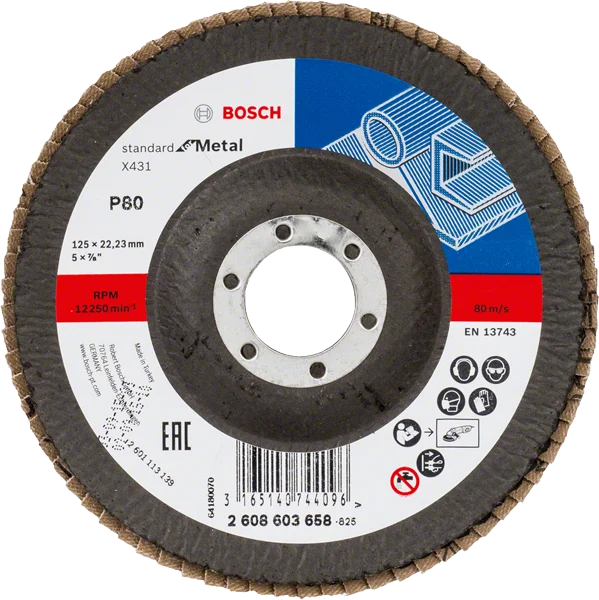 Bosch 2608603658 ściernica listkowa 125 mm X431 P 80 standard for metal wypukła
