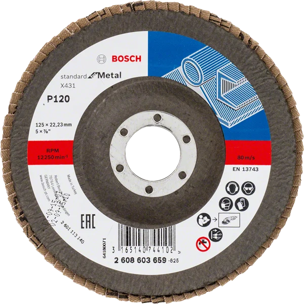 Bosch 2608603659 ściernica listkowa 125 mm X431 P120 standard for metal wypukła