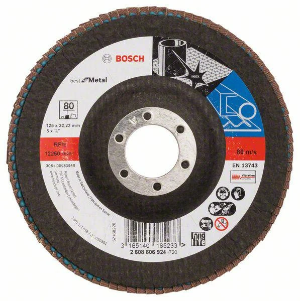 Bosch 2608606924 ściernica listkowa 125 mm X571 P 80 BEST for metal wypukła Bosch 2608606924 ściernica listkowa 125 mm X571 P 80 BEST for metal wypukła
