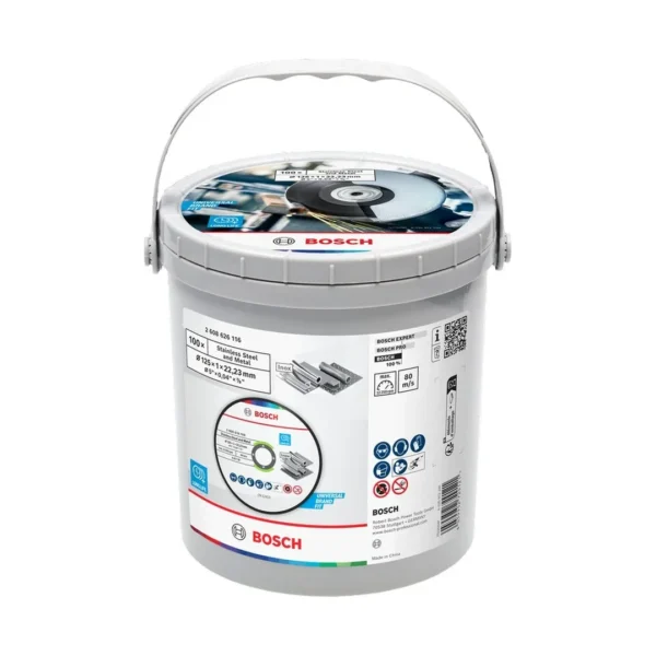 Bosch tarcze tnące do metalu 125 × 1,0 × 22,23 mm – 100 szt. w pojemniku