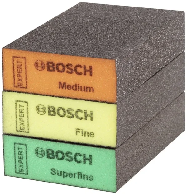 Bosch EXPERT gąbki szlifierskie, zestaw 3 szt. (średnia/drobna/bardzo drobna)