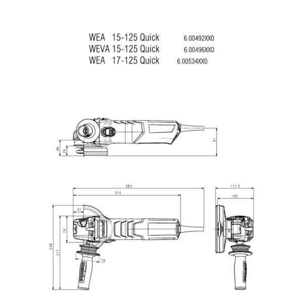 Metabo WEVA 15-125 Quick szlifierka kątowa 1550 W 125 mm regulacja