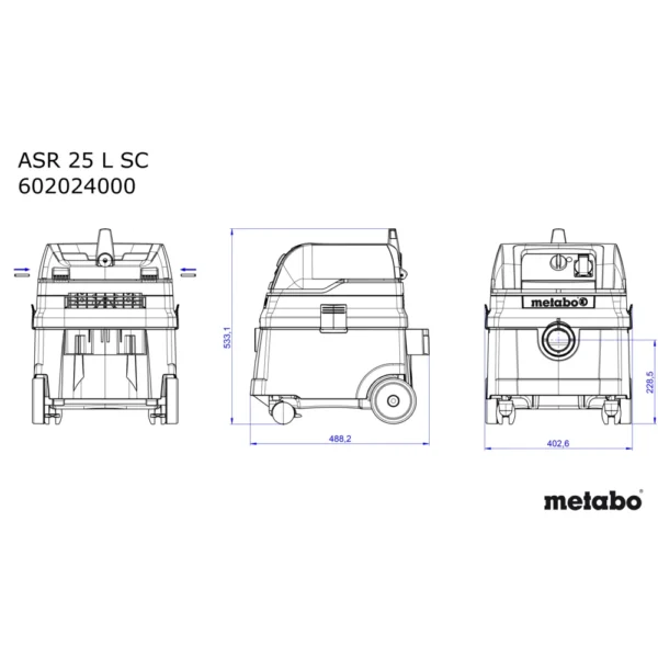 Metabo ASR 25 L SC odkurzacz przemysłowy 1400 W 25 l klasa L
