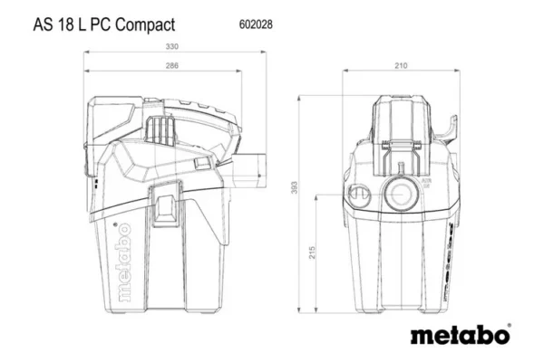 Metabo 602028850 odkurzacz akumulatorowy AS 18 L pc compact