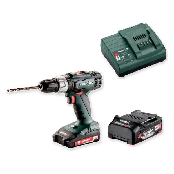 Metabo BS 18 L 602321500 wiertarko-wkrętarka 18V 50 Nm 2×2,0 Ah – zestaw: narzędzie, akumulatory, ładowarka