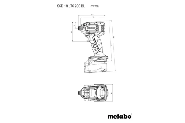 Metabo SSD 18 LTX 200 BL zakrętarka udarowa 1/4" 18 V 200 Nm metaBOX (solo)