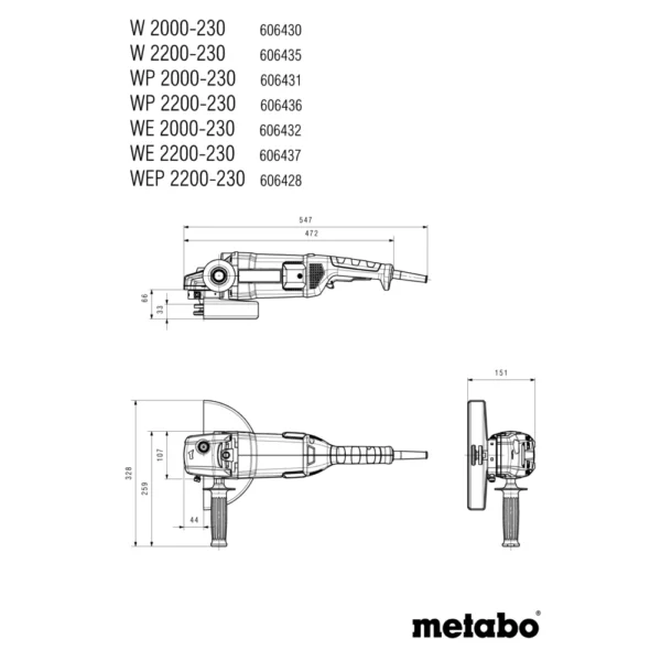 Metabo WE 2000-230 606432000 szlifierka kątowa 230 mm 2000 W