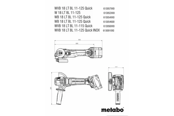 Metabo 613054650 szlifierka kątowa akumulatorowa 125 WB 18 LT BL 11-125 quick Metabo 613054650 szlifierka kątowa akumulatorowa 125 WB 18 LT BL 11-125 quick