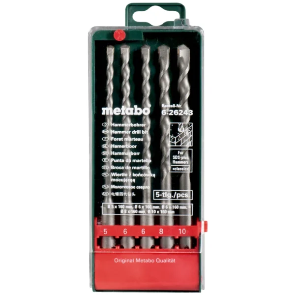Metabo zestaw wierteł SDS-plus Classic 5–10 mm, 5 szt. Metabo zestaw wierteł SDS-plus Classic 5–10 mm, 5 szt.