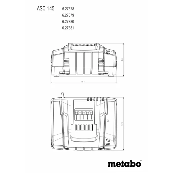 Metabo 627378000 akumulator ładowarka ASC 145 12-36 V AIR cooled