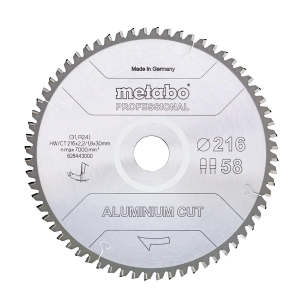 Metabo 628443000 piła tarczowa fz / tz 216×30×58z aluminium cut