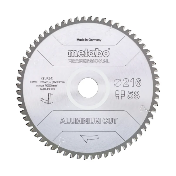 Metabo 628443000 piła tarczowa fz / tz 216×30×58z aluminium cut
