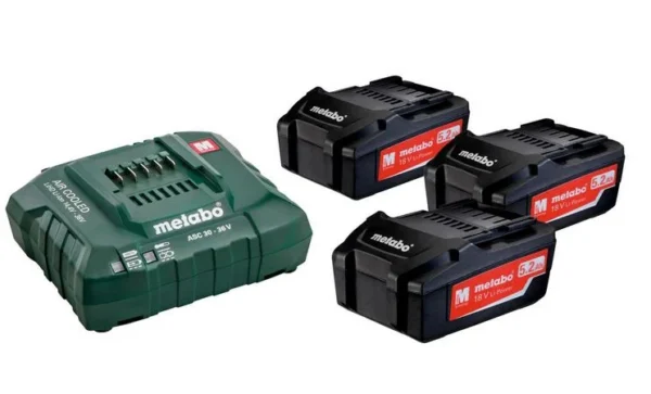 Metabo 685048000 zestaw 3× akumulator 18V 5,2 Ah + ładowarka ASC 30-36