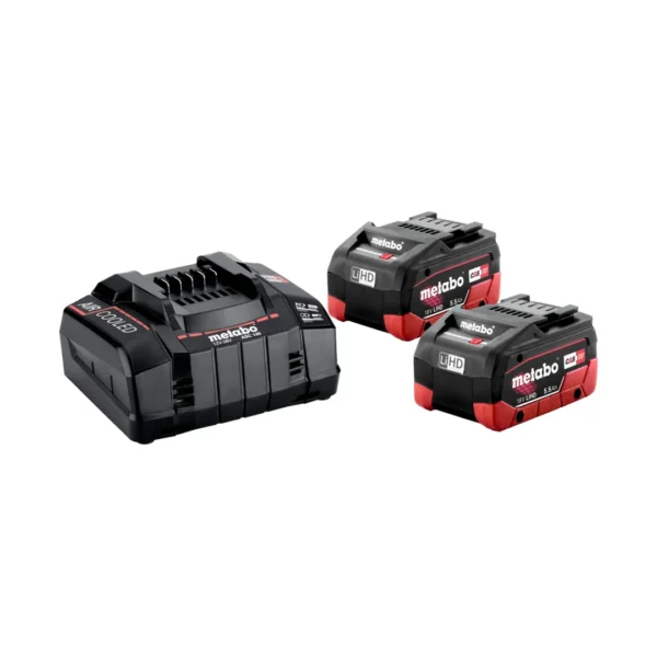 Metabo zestaw podstawowy 2× LiHD 18 V 5,5 Ah + ładowarka ASC 145