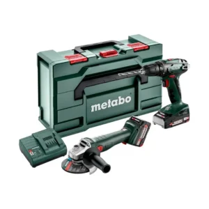 Metabo Combo Set 2.4.3 18 V: BS 18 + W 18 L 9-125, 2,0 Ah + 4,0 Ah, metaBOX