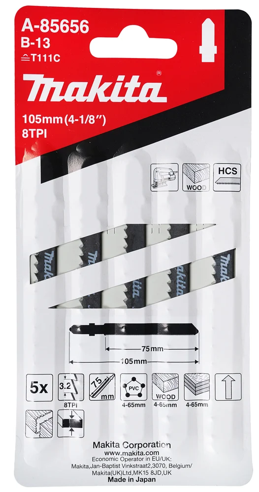 Makita A-85656 brzeszczot do wyrzynarki T111C 5szt 80 mm 8/1"