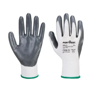 Portwest Grip 13 rękawice nitrylowe biało-szare XL op. 12 par Portwest Grip 13 rękawice nitrylowe biało-szare rozmiar XL