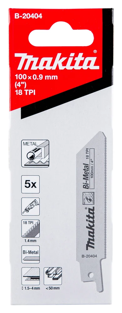 Makita B-20404 brzeszczot do pił szablastych BIM 100×0,9 mm /5szt. metal (1,5-4,0 mm)