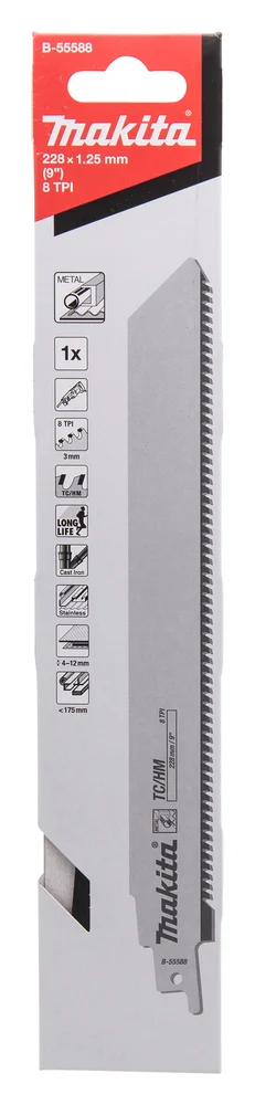Makita B-55588 brzeszczot do pił szablastych tc / hm 228×1,25 mm metal, żeliwo, stal nierdzewna