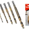 Makita B-57308 zestaw wierteł do metalu HSS-TiN 1/4" HEX /5szt Makita B-57308 zestaw wierteł do metalu HSS-TiN 1/4" HEX /5szt