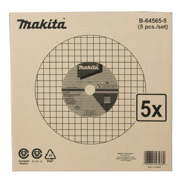 Makita B-64565-5 tarcza do metalu 355 mm x 2,8 mm x 25,4 mm /5szt. INOX do LW1401