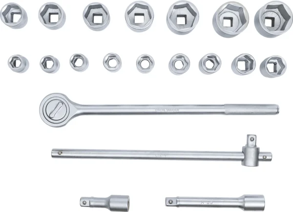 BGS 1202 zestaw kluczy nasadowych, napęd 20 mm (3/4"), 19–50 mm, 20 szt.
