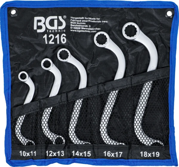 BGS 1216 zestaw kluczy oczkowych dwustronnych, typu S, 10 x 11–18 x 19 mm, 5 szt.