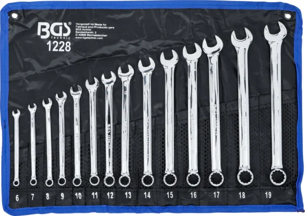 BGS 1228 zestaw kluczy płasko-oczkowych, długich, 6–19 mm, 14 szt.