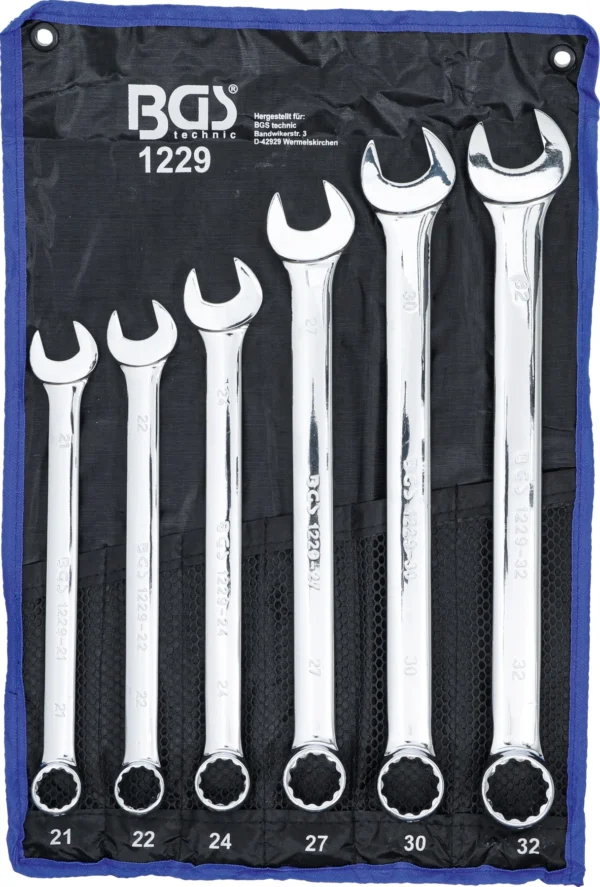 BGS 1229 zestaw kluczy płasko-oczkowych, długich, 21–32 mm, 6 szt.