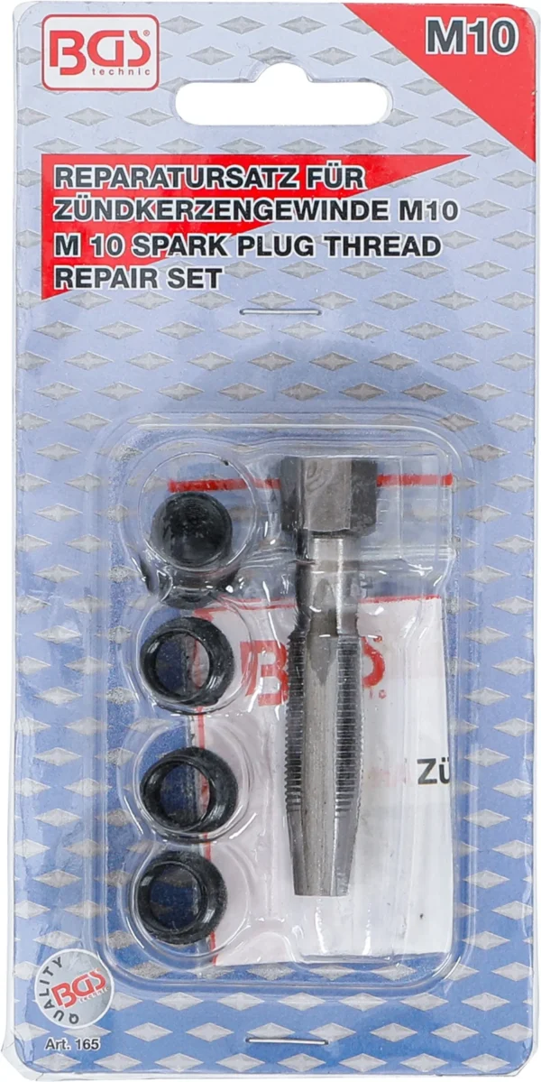 BGS 165 zestaw do naprawy gwintów świec zapłonowych, M10 x 1,0, 5 szt.