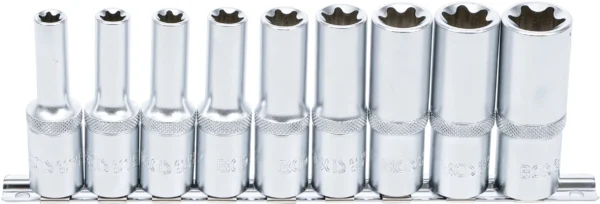 BGS 2026 zestaw nasadek profil E, głębokich, 12,5 mm (1/2"), E10 - E24, 9 szt.