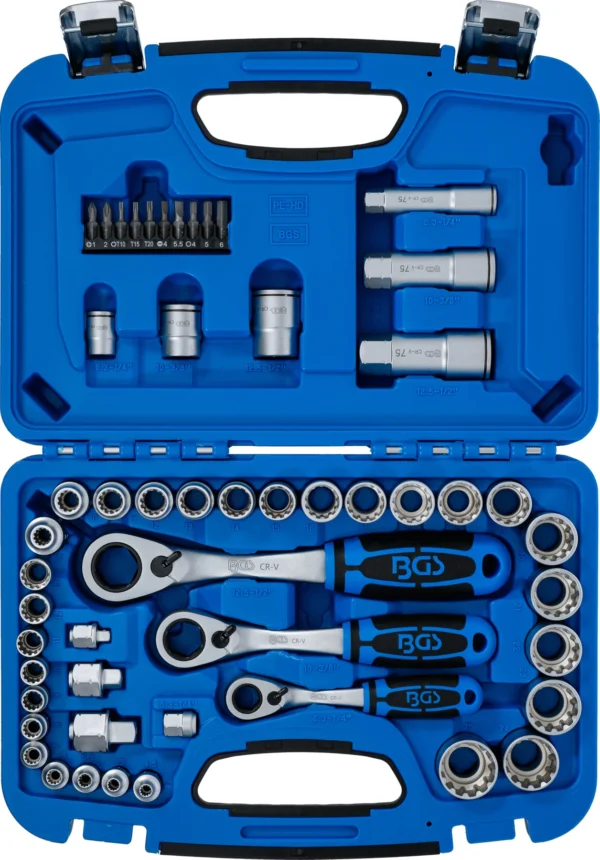 BGS 2181 zestaw przelotowych kluczy nasadowych, Gear Lock, 4,5–25 mm, 52 szt.