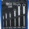 BGS 2268 zestaw kluczy oczkowych dwustronnych z profilami E, E6 x E8–E20 x E24, 6 szt.