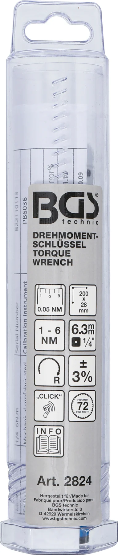 BGS 2824 klucz dynamometryczny, 6,3 mm (1/4"), 1–6 Nm