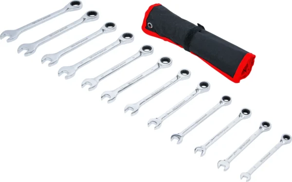 BGS 30001 zestaw kluczy płasko-oczkowych z grzechotką, 8–19 mm, 12 szt.