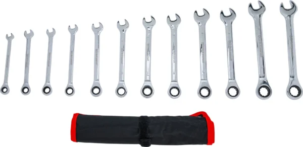 BGS 30001 zestaw kluczy płasko-oczkowych z grzechotką, 8–19 mm, 12 szt.