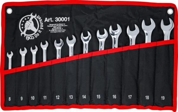 BGS 30001 zestaw kluczy płasko-oczkowych z grzechotką, 8–19 mm, 12 szt.